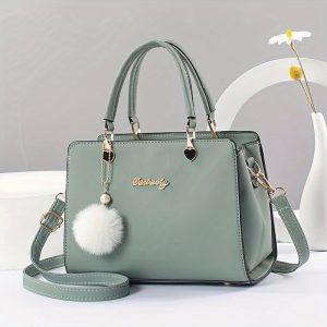 Chic Solid Color Women's Handbag - Spacious Multi-Layer Crossbody with Zip Closure, Durable PU Material, Available in Gray,, Green, Black