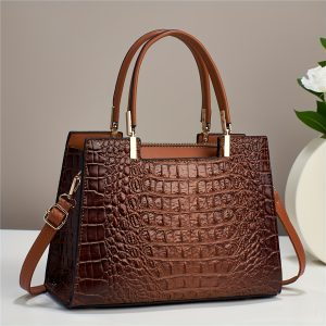 2024 Chic Crocodile-Embossed Women's Handbag - Versatile Crossbody & Shoulder Bag with Adjustable Strap, Faux Leather in Multiple Colors