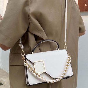 Stylish Chic Shoulder Bag - Flip Top Chain Embellished, Casual to Formal PU Messenger with Soft Polyester Lining, Secure Buckle Closure, and Spacious Interior for Vacation, Travel, School, Parties, Dates, Concerts, and Sporting Events