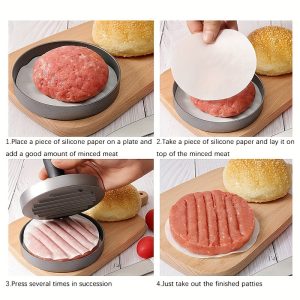 Easy-Clean Non-Stick Meat Press & 100 Sheets of Parchment Paper - Perfect Hamburger Patty Maker for Home Cooks, RV Kitchen Essentials