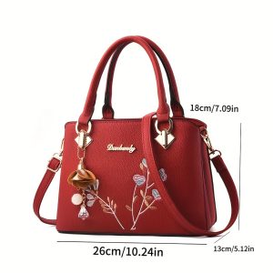 2024 Trendy Embroidered Floral Handbag - Versatile Crossbody & Shoulder Bag for Women, Available in Grey/Pink/Red/Blue/Black