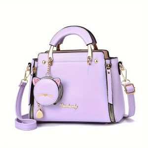 Chic 2024 Fashion Handbag with Cat Charm - Versatile Crossbody & Shoulder Bag for Women, Available in Multiple Colors