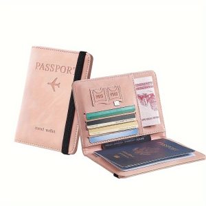 1pc RFID Blocking Foldable Leather Passport Holder Wallet - Multi-Functional Travel Accessory with Card Slots, Faux Leather Lining, and Lightweight Design for Going Out