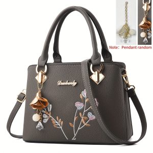 2024 Trendy Embroidered Floral Handbag - Versatile Crossbody & Shoulder Bag for Women, Available in Grey/Pink/Red/Blue/Black