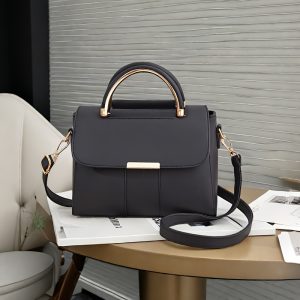 Chic Striped Faux Leather Handbag for Women - Waterproof, Adjustable Strap Crossbody Bag with Magnetic Closure