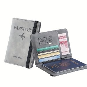 1pc RFID Blocking Foldable Leather Passport Holder Wallet - Multi-Functional Travel Accessory with Card Slots, Faux Leather Lining, and Lightweight Design for Going Out