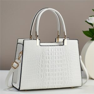 2024 Chic Crocodile-Embossed Women's Handbag - Versatile Crossbody & Shoulder Bag with Adjustable Strap, Faux Leather in Multiple Colors