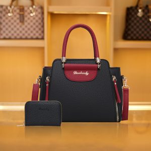 Elegant Women's Tassel-Trimmed Handbag Set with Detachable Strap - Chic Solid Color, Faux Leather Crossbody & Clutch Purse