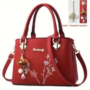 2024 Trendy Embroidered Floral Handbag - Versatile Crossbody & Shoulder Bag for Women, Available in Grey/Pink/Red/Blue/Black