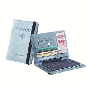 1pc RFID Blocking Foldable Leather Passport Holder Wallet - Multi-Functional Travel Accessory with Card Slots, Faux Leather Lining, and Lightweight Design for Going Out