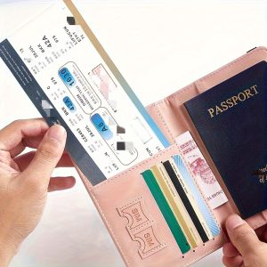 1pc RFID Blocking Foldable Leather Passport Holder Wallet - Multi-Functional Travel Accessory with Card Slots, Faux Leather Lining, and Lightweight Design for Going Out