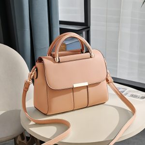 Chic Striped Faux Leather Handbag for Women - Waterproof, Adjustable Strap Crossbody Bag with Magnetic Closure