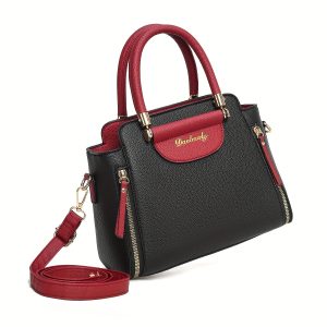 Elegant Women's Tassel-Trimmed Handbag Set with Detachable Strap - Chic Solid Color, Faux Leather Crossbody & Clutch Purse