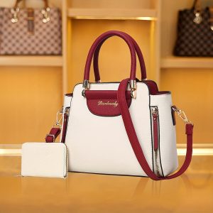 Elegant Women's Tassel-Trimmed Handbag Set with Detachable Strap - Chic Solid Color, Faux Leather Crossbody & Clutch Purse