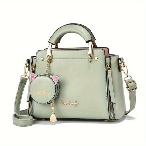 Chic 2024 Fashion Handbag with Cat Charm - Versatile Crossbody & Shoulder Bag for Women, Available in Multiple Colors