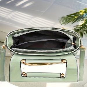 Chic Striped Faux Leather Handbag for Women - Waterproof, Adjustable Strap Crossbody Bag with Magnetic Closure