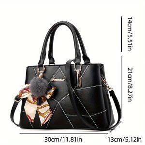 Stylish Geometric Patchwork Satchel Handbag - Elegant Top Handle Fashion Shoulder Bag for Women - Premium Quality, Spacious Interior, and Chic Design