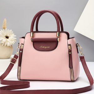 PU Leather Handbag For Women, Fashionable Small Square Tote Bag, Casual Versatile Shoulder & Crossbody Purse - Elegant With Gold-Tone Hardware