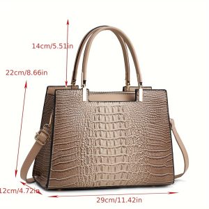 2024 Chic Crocodile-Embossed Women's Handbag - Versatile Crossbody & Shoulder Bag with Adjustable Strap, Faux Leather in Multiple Colors