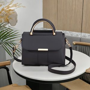 Chic Striped Faux Leather Handbag for Women - Waterproof, Adjustable Strap Crossbody Bag with Magnetic Closure