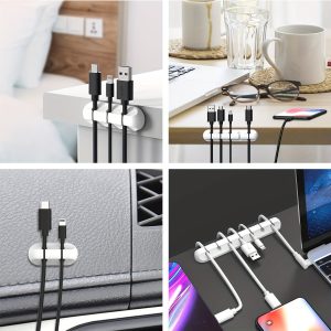 Cord Organizer Cable Management, Cable Organizers USB Cable Holder Wire Organizer Cord Clips, Cord Holder For Desk Car Home And Office (7, 5, 3 Slots)