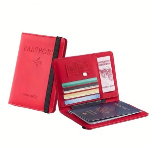 1pc RFID Blocking Foldable Leather Passport Holder Wallet - Multi-Functional Travel Accessory with Card Slots, Faux Leather Lining, and Lightweight Design for Going Out