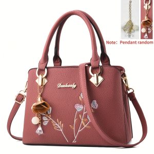 2024 Trendy Embroidered Floral Handbag - Versatile Crossbody & Shoulder Bag for Women, Available in Grey/Pink/Red/Blue/Black